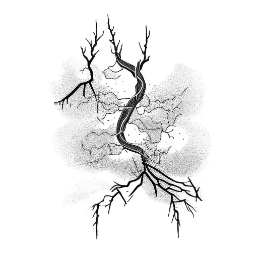 Lightning Bolt Intertwined With A Tree Branch