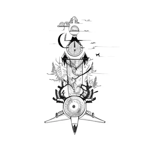 A Drawing Of A Plane And A Tree