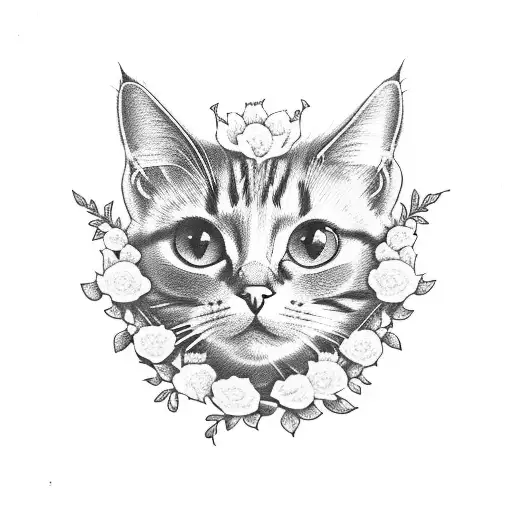 Cat With Flowers With Eyeballs Inside