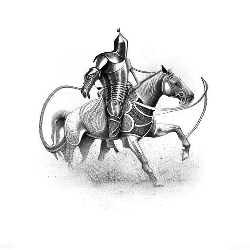 Knight In A Horse Fighting With A Snake
