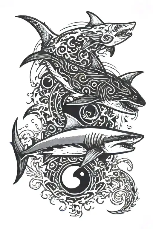 Ying Yang Shark Surrounded