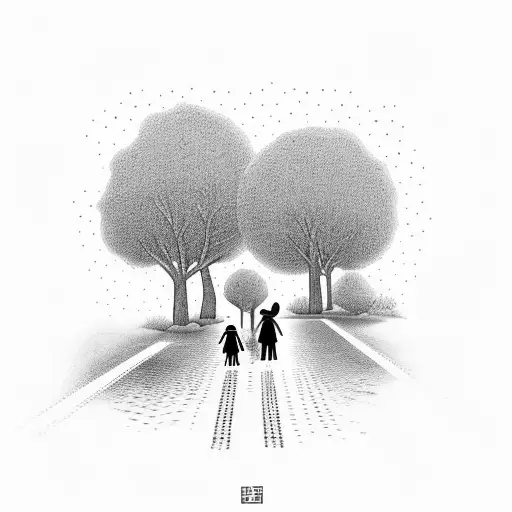 Mother And Boy Child Walking Down The Road Facibg At The Back