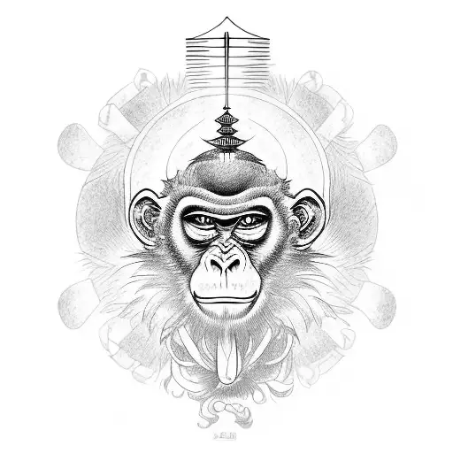 A Monkey King Playing A Traditional Japanese Musical Instrument