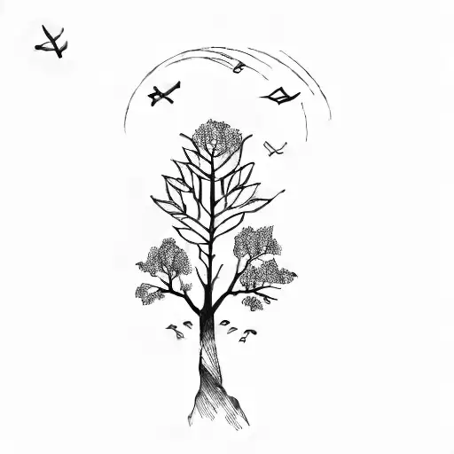A Drawing Of A Plane And A Tree