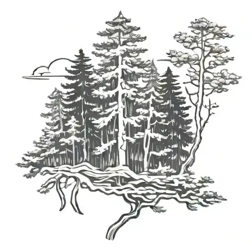 Pine Forest Tatoo In Motion Blurred