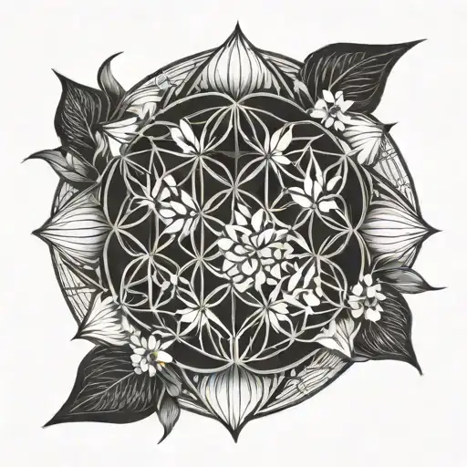 Flower Of Life With Circle Inside