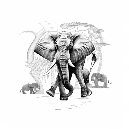 Elephant With Jungle In The Background