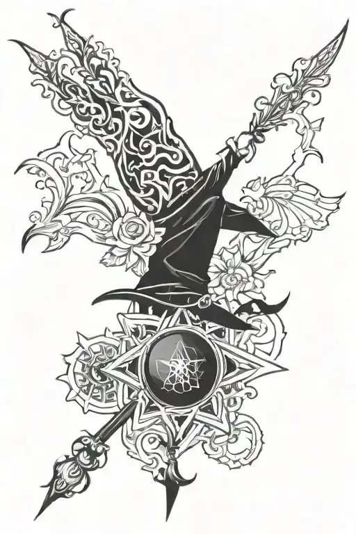 Witchy Spiritual Back Tattoo Design