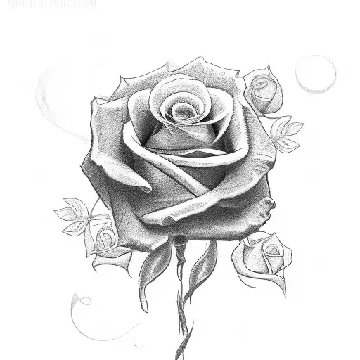 A Black And Grey Sketch Of A Cross Entwined With Roses
