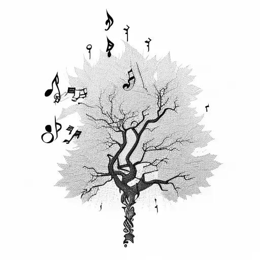 A Majestic Tree With Musical Notes As Leaves