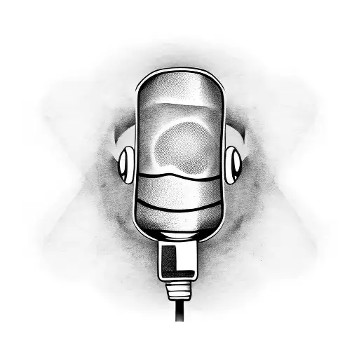 A Rock Music-themed Tattoo Featuring A Guitar And A Microphone