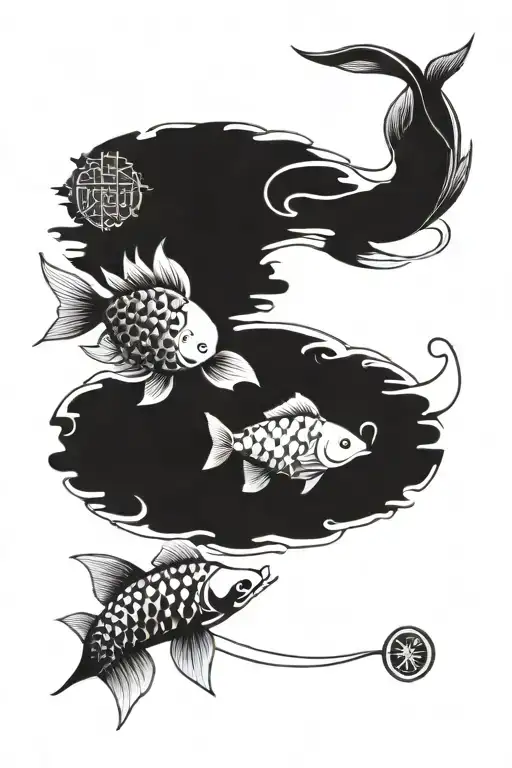 Sri Yantra And Koi Fish