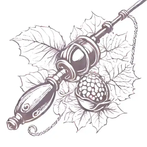Fishing Pole With Acorn On The Hook