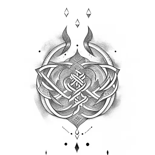 Norse Rune Pethro With Waves Inside