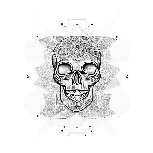 Skull Surrounded With Geometric Shapes And Intuition Eye