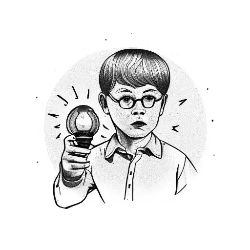 Portrait Of Emmet As A Young Boy Holding A Lightbulb