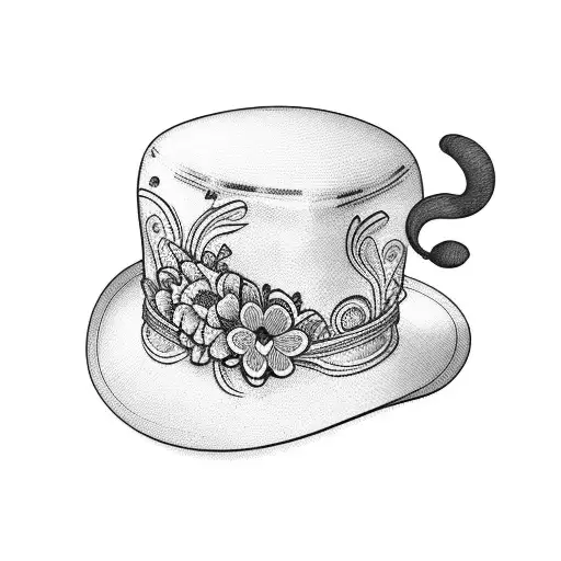 Playing Card With Hat In The Middle And Flowers