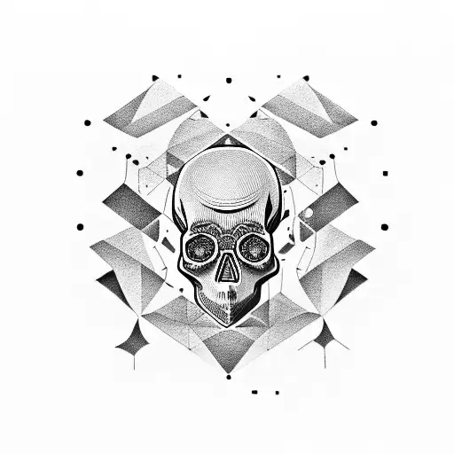 Skull Outlined With Geometric Shapes And Intuition Eye