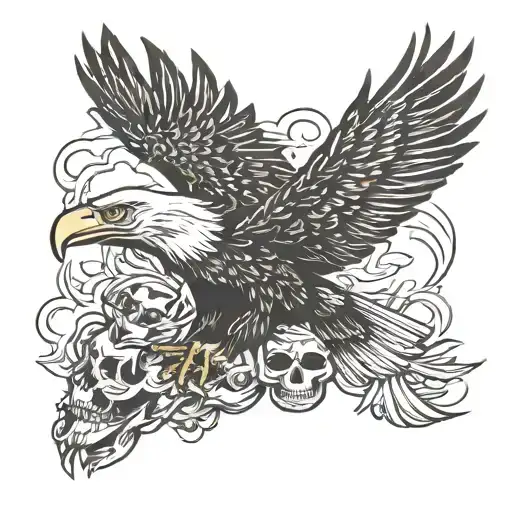 Eagle Flying With A Skull