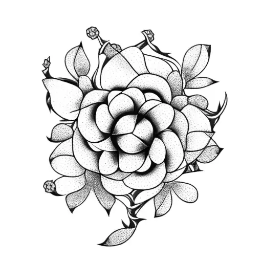 Cherry Blossom Intertwined With A Sunflower