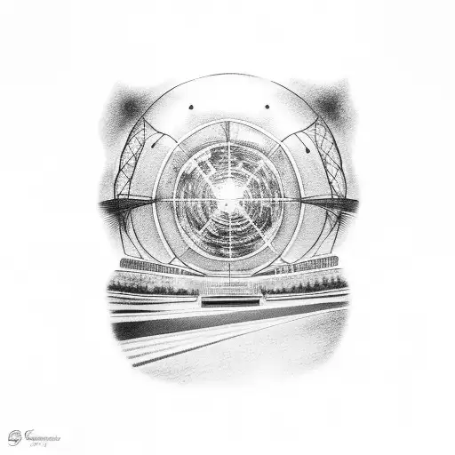 Shea Stadium At Sunset With The Unisphere Fountain In The Foreground