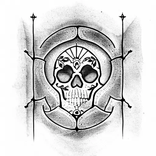 Skull With Stained Glass Window