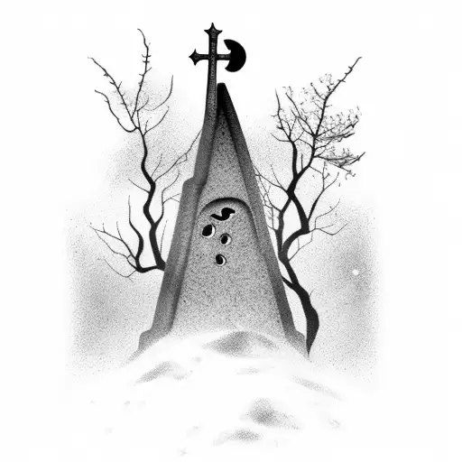 Grim Reaper With Gravestone And Moon