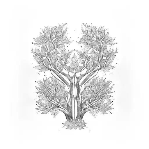 A Family Tree With Intricate Branches And Leaves