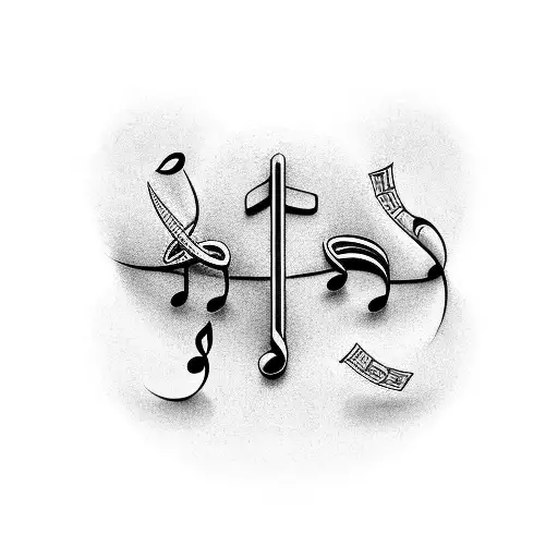 Musical Notes Intertwined With Gaming Symbols