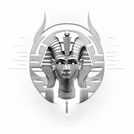 An Ancient Egyptian Pharaoh Wearing A Futuristic Software-themed Headdress
