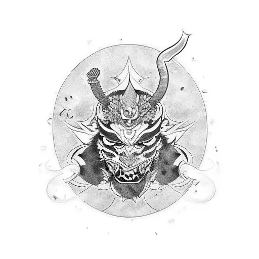 Sleeve Hannya Mask With A Crow