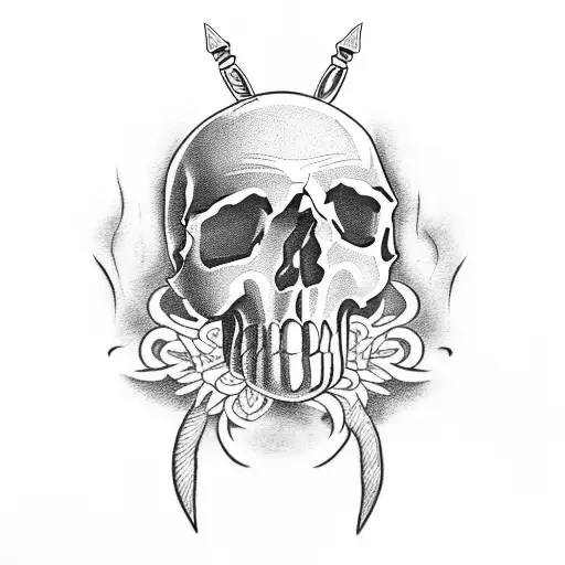 Skull Candle And Knife Forarm