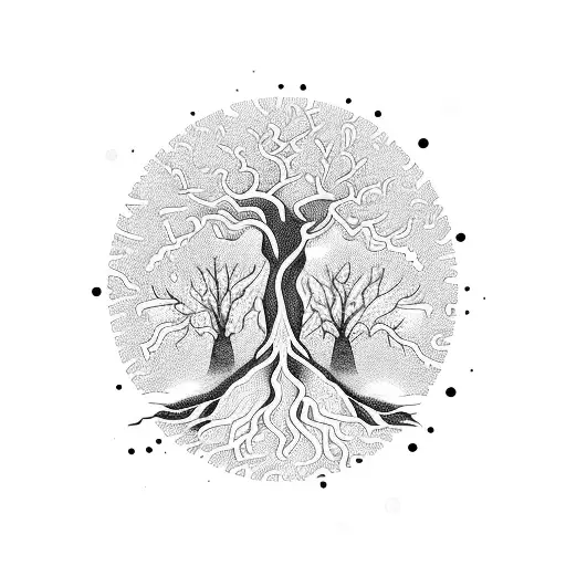 A Mesmerizing Video Reel With An Intricate Tree Branching Out In Blackwork Style