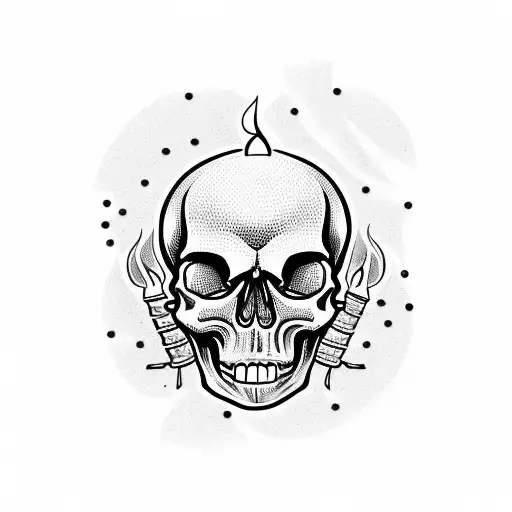 Skull Surrounded By Candles
