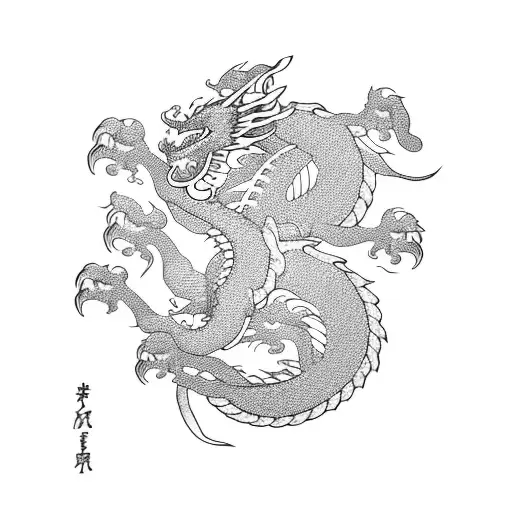 Dragon Flying Around A Cherry Blossom Tree