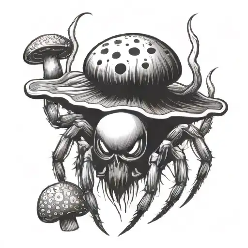 A Spider With Fangs With A Torso Of A Mushroom Shape With Fangs