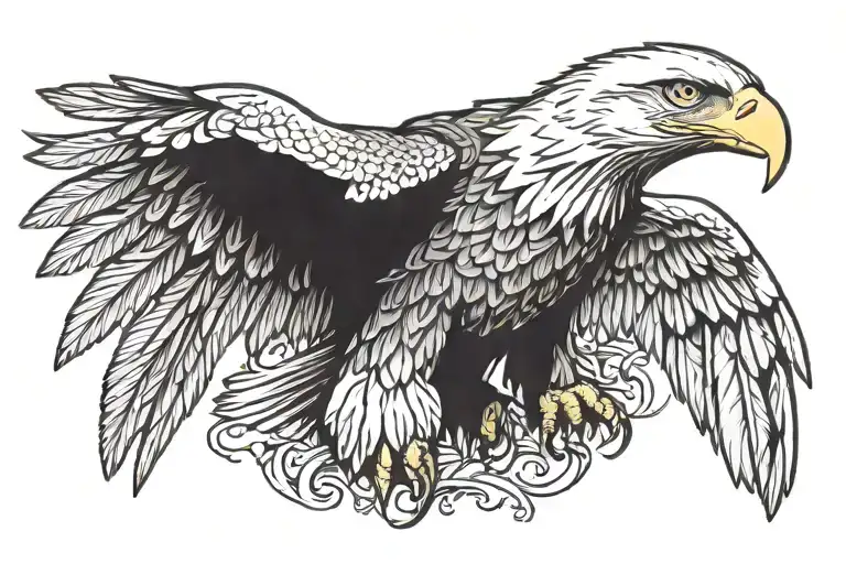 American Bald Eagle Cupped Wings Pencil Art