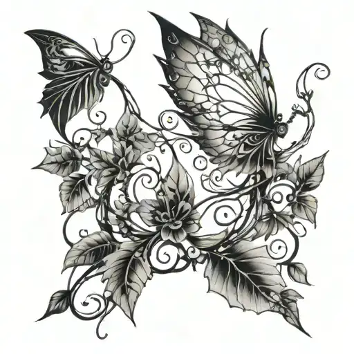 Grunge Fairy Wings Wrapped In Vines Intertwining