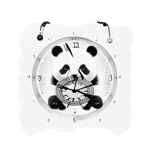 A Panda Rojo Wearing A Clock As A Necklace