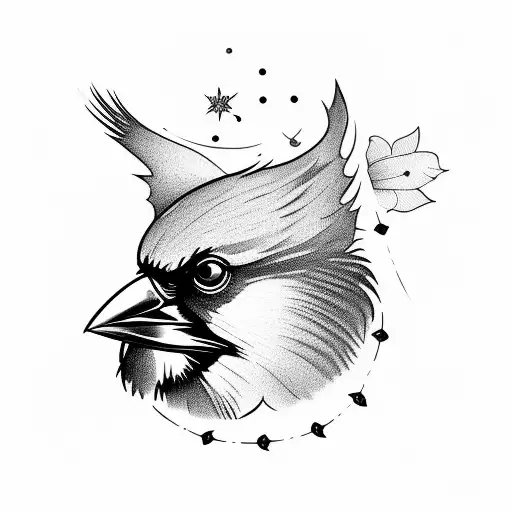 Cardinal With Moonflowers