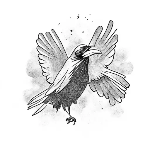 A Raven Catching A Butterfly In Its Claws