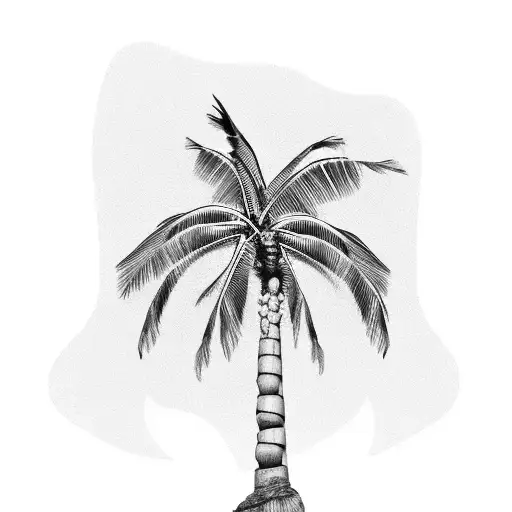 Palm Tree With A Skeleton Next To It