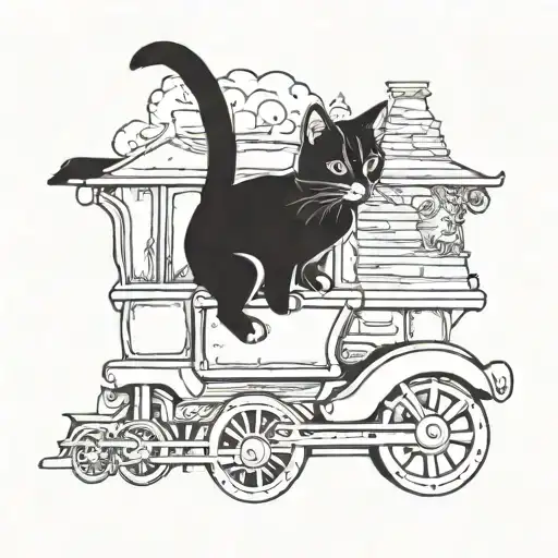 Cat Driving A Train