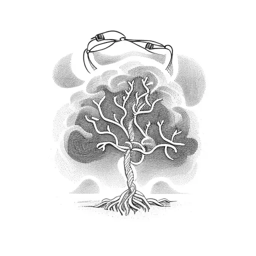 A Majestic Tree Intertwined With Climbing Ropes And Carabiners