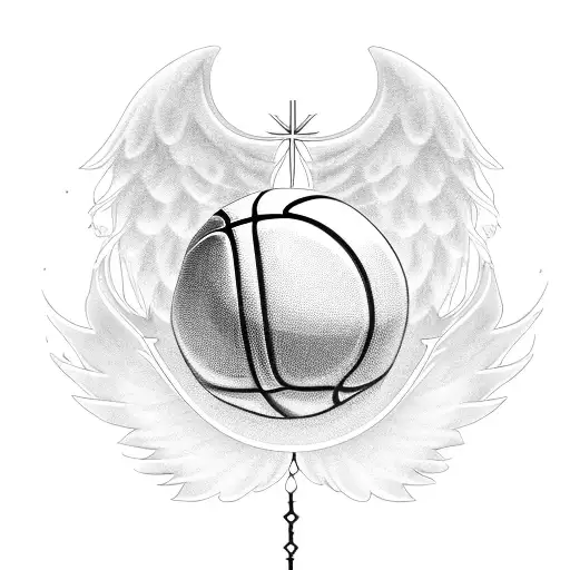 A Basketball With Angel Wings And The Number 14 In The Middle