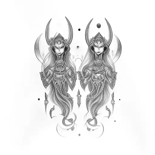 Gothic Gemini Twin Sisters Collier