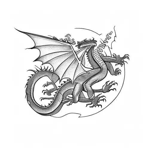 Dragon Flying Over A Serene Landscape