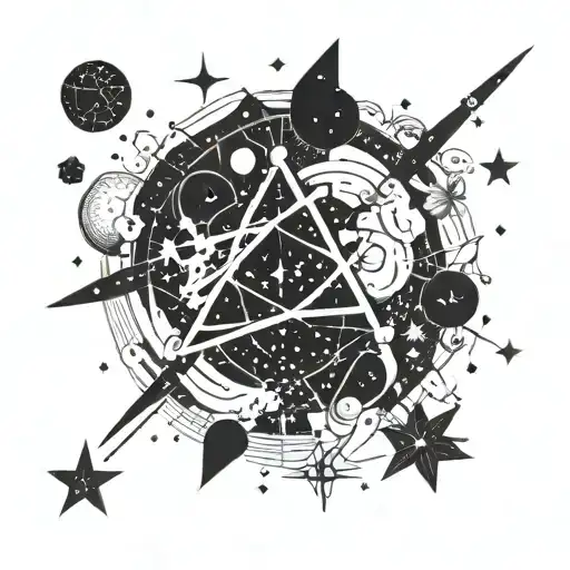 Galaxy Filled With Mystical Symbols And Constellations