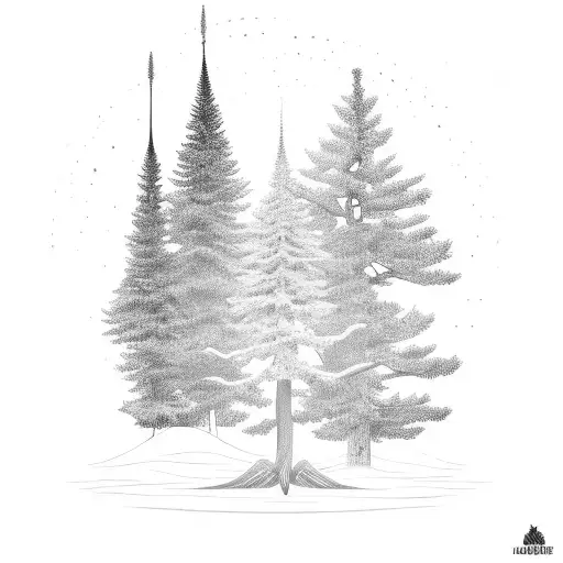 A One Slender Pine Tree With Roots