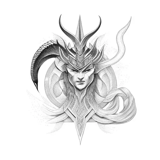 Depict A Mythical Creature From Norse Mythology In Dotwork Style